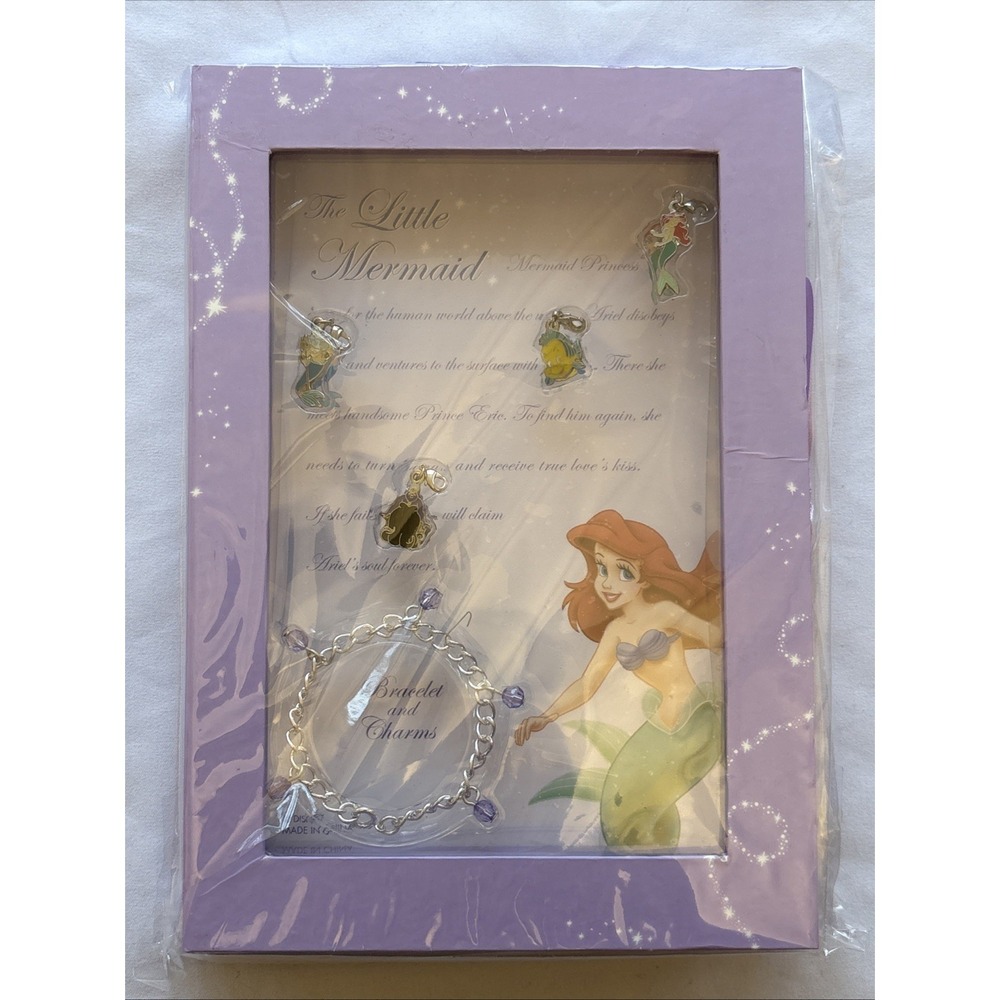 Hoop Retail Store Disney‎ Princess Ariel Bracelet w/4 Charms The Little Mermaid